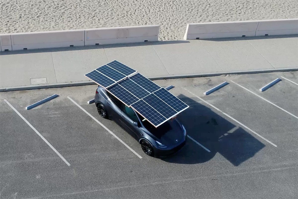 a car with solar panels on top